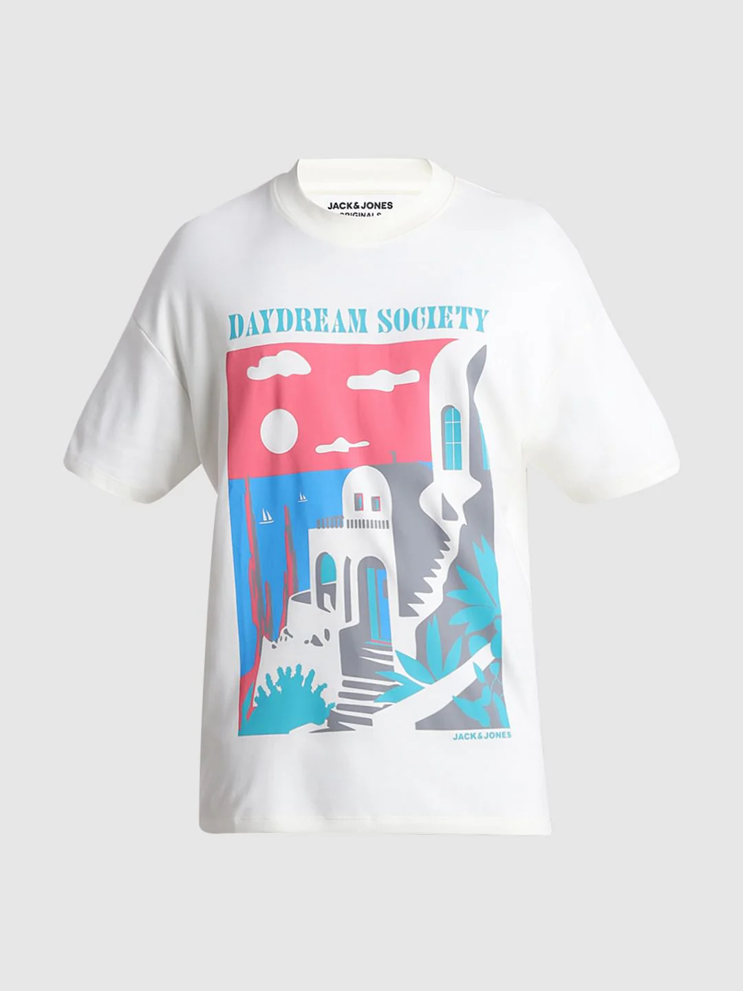 White Graphic Print Crew Neck T-shirt - Image 7