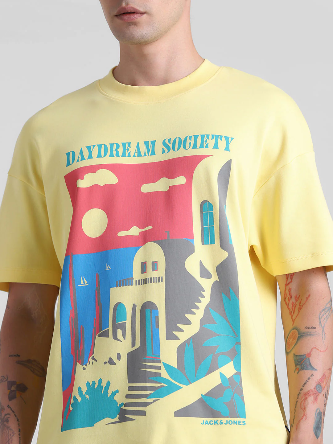 Yellow Graphic Print Crew Neck T-shirt - Image 5