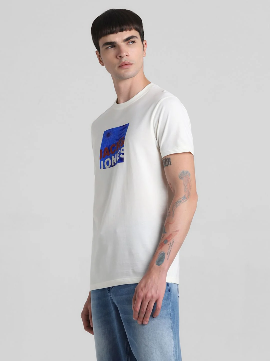 White Logo Print Crew Neck T-shirt - Image 3