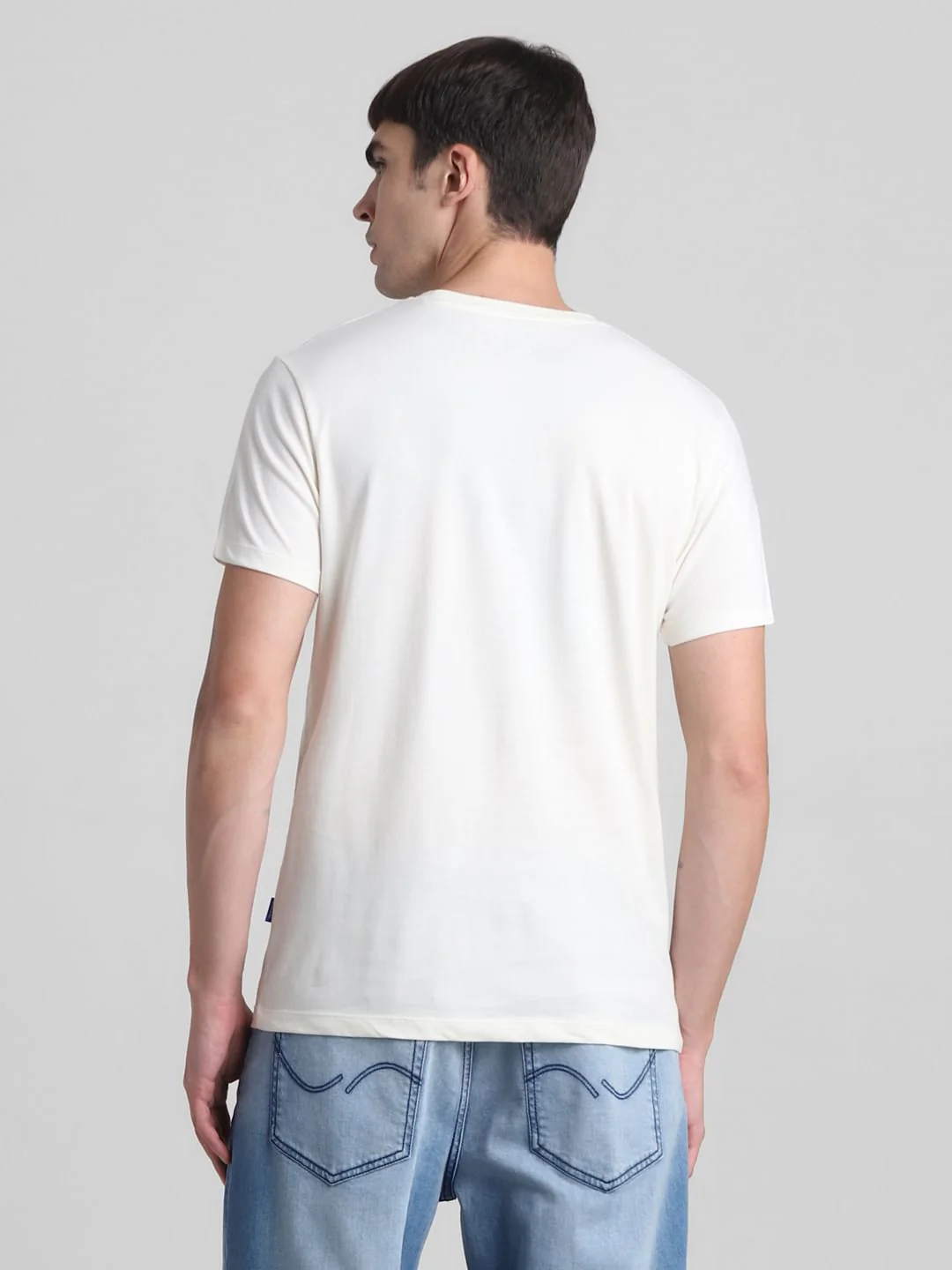 White Logo Print Crew Neck T-shirt - Image 4