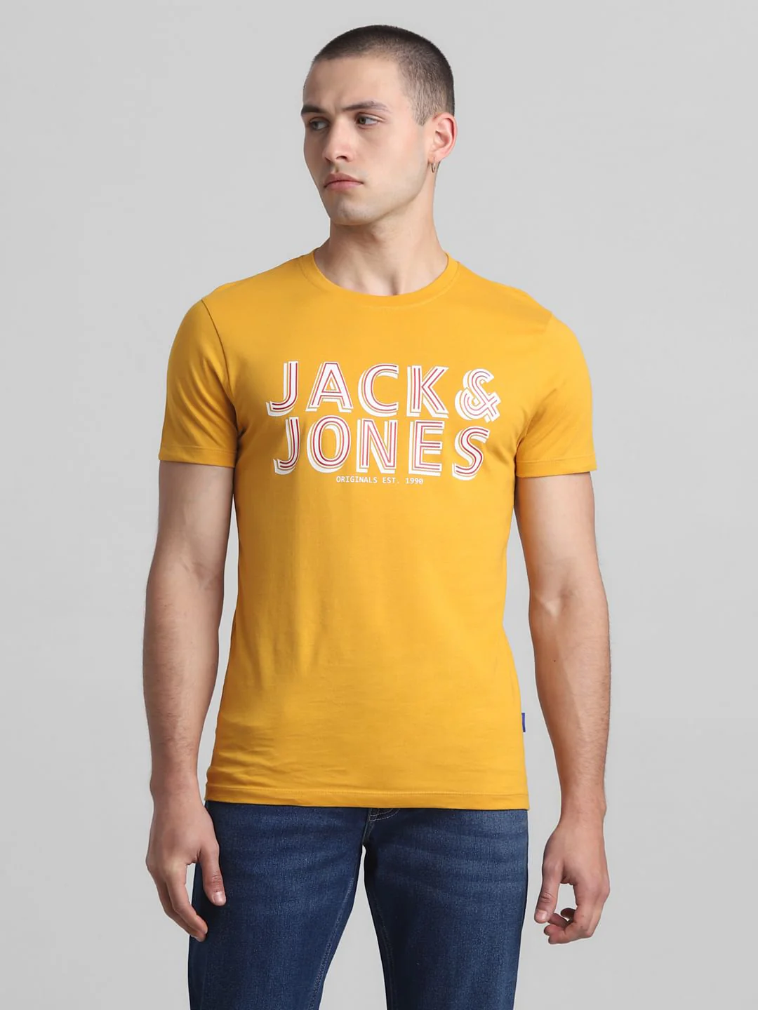 Yellow Logo Print Crew Neck T-shirt - Image 2