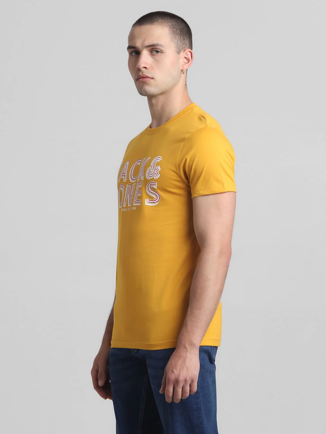 Yellow Logo Print Crew Neck T-shirt - Image 3