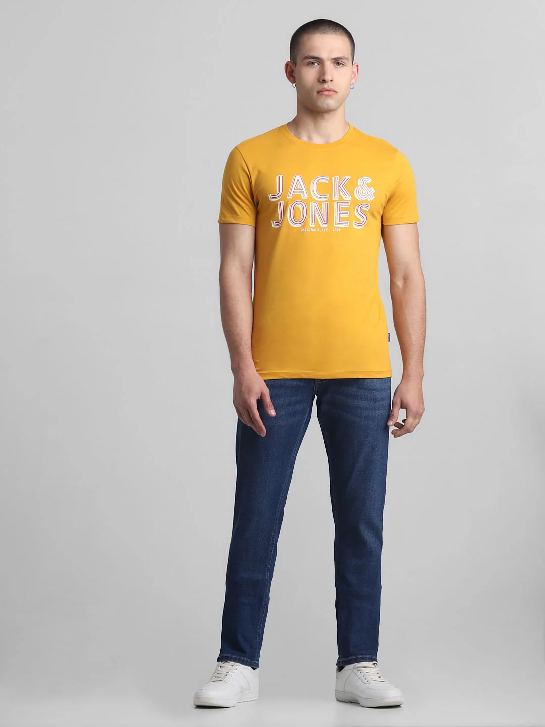 Yellow Logo Print Crew Neck T-shirt - Image 6