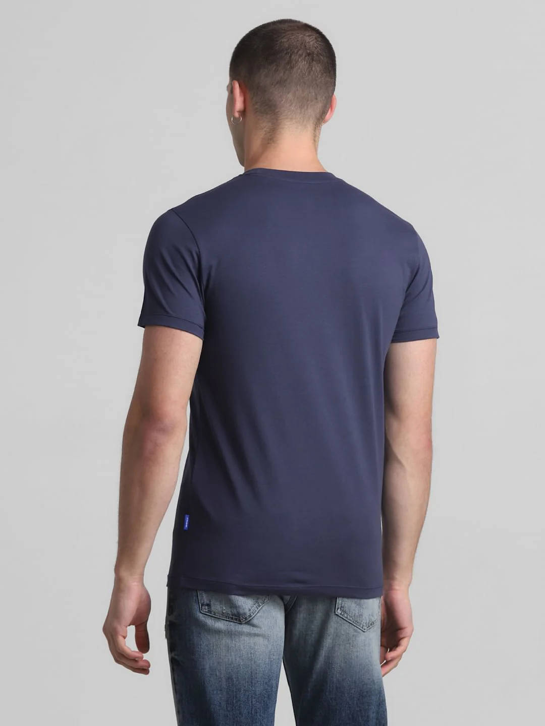Dark Blue Logo Print Crew Neck T-shirt - Image 4