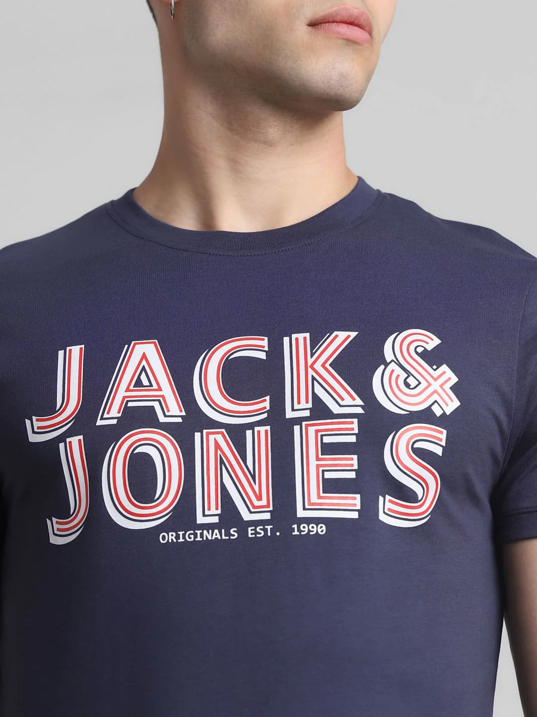 Dark Blue Logo Print Crew Neck T-shirt - Image 5