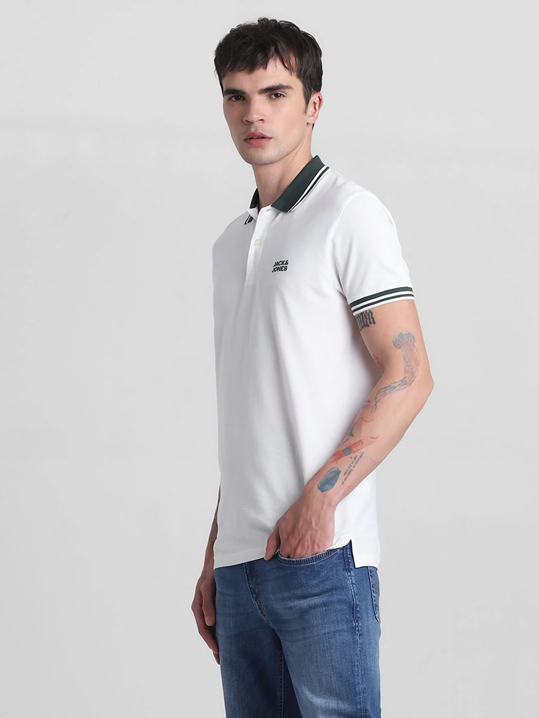 White Contrast Tipping Polo T-shirt - Image 3