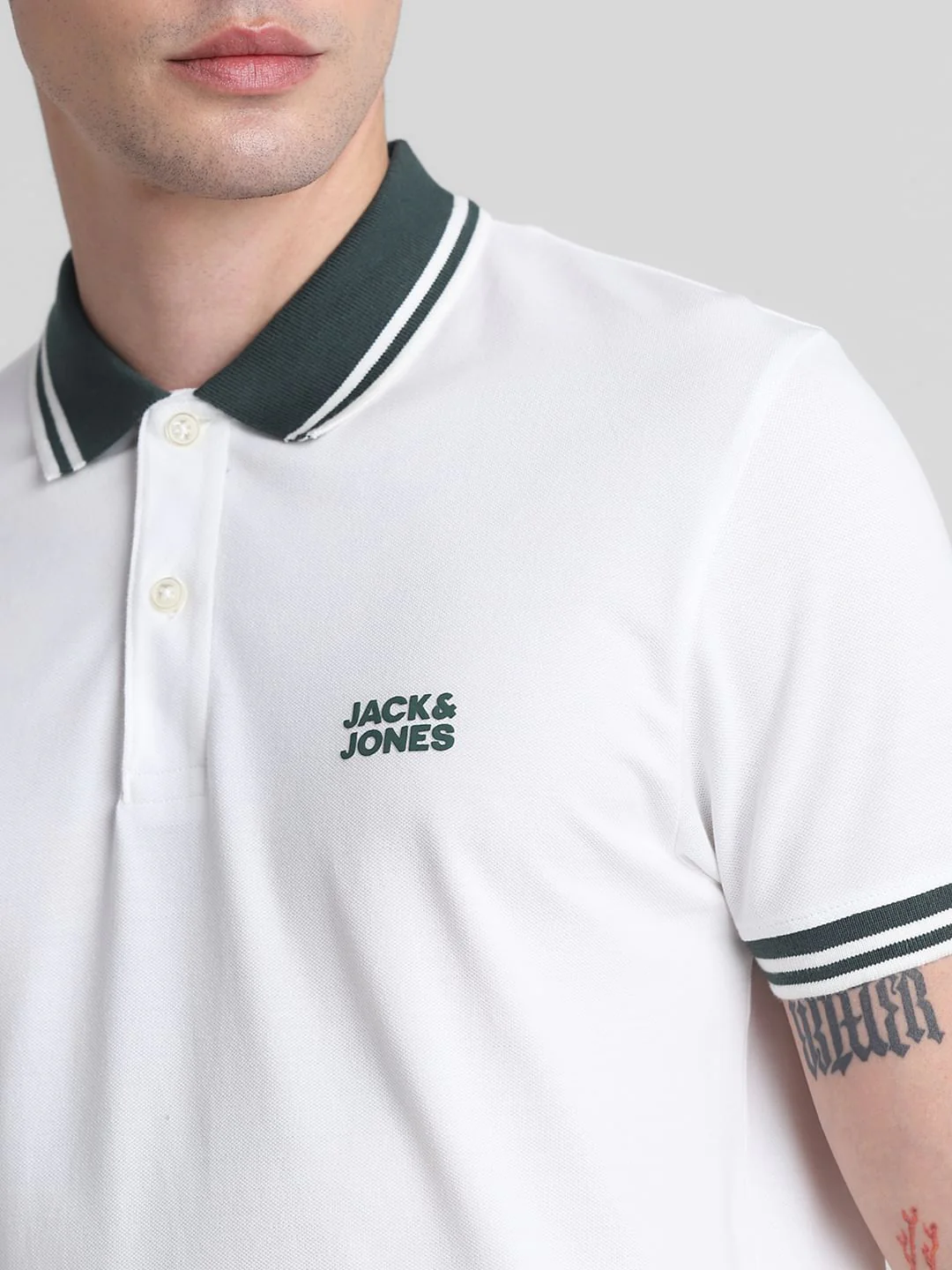 White Contrast Tipping Polo T-shirt - Image 5
