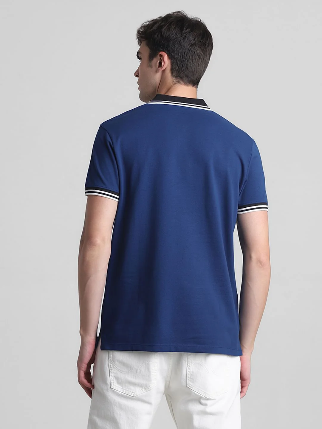 Blue Contrast Tipping Polo T-shirt - Image 4