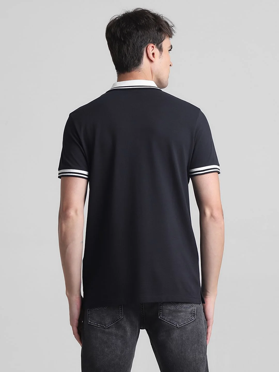 Black Contrast Tipping Polo T-shirt - Image 4