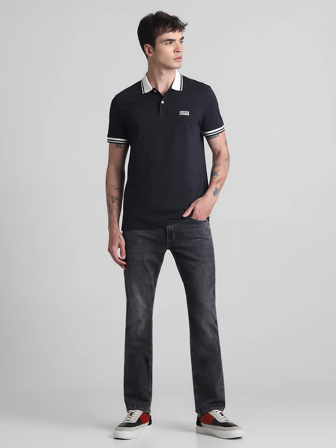 Black Contrast Tipping Polo T-shirt - Image 6
