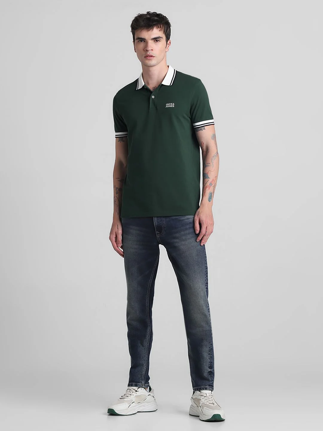 Green Contrast Tipping Polo T-shirt - Image 6