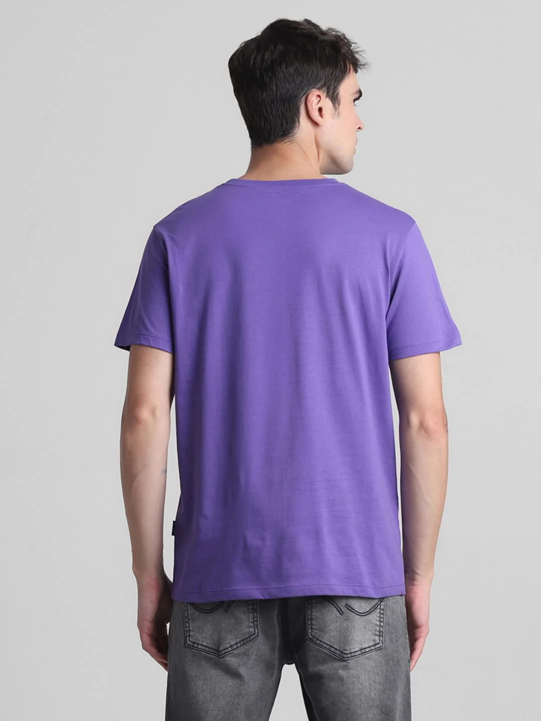 Purple Graphic Print Crew Neck T-shirt - Image 4
