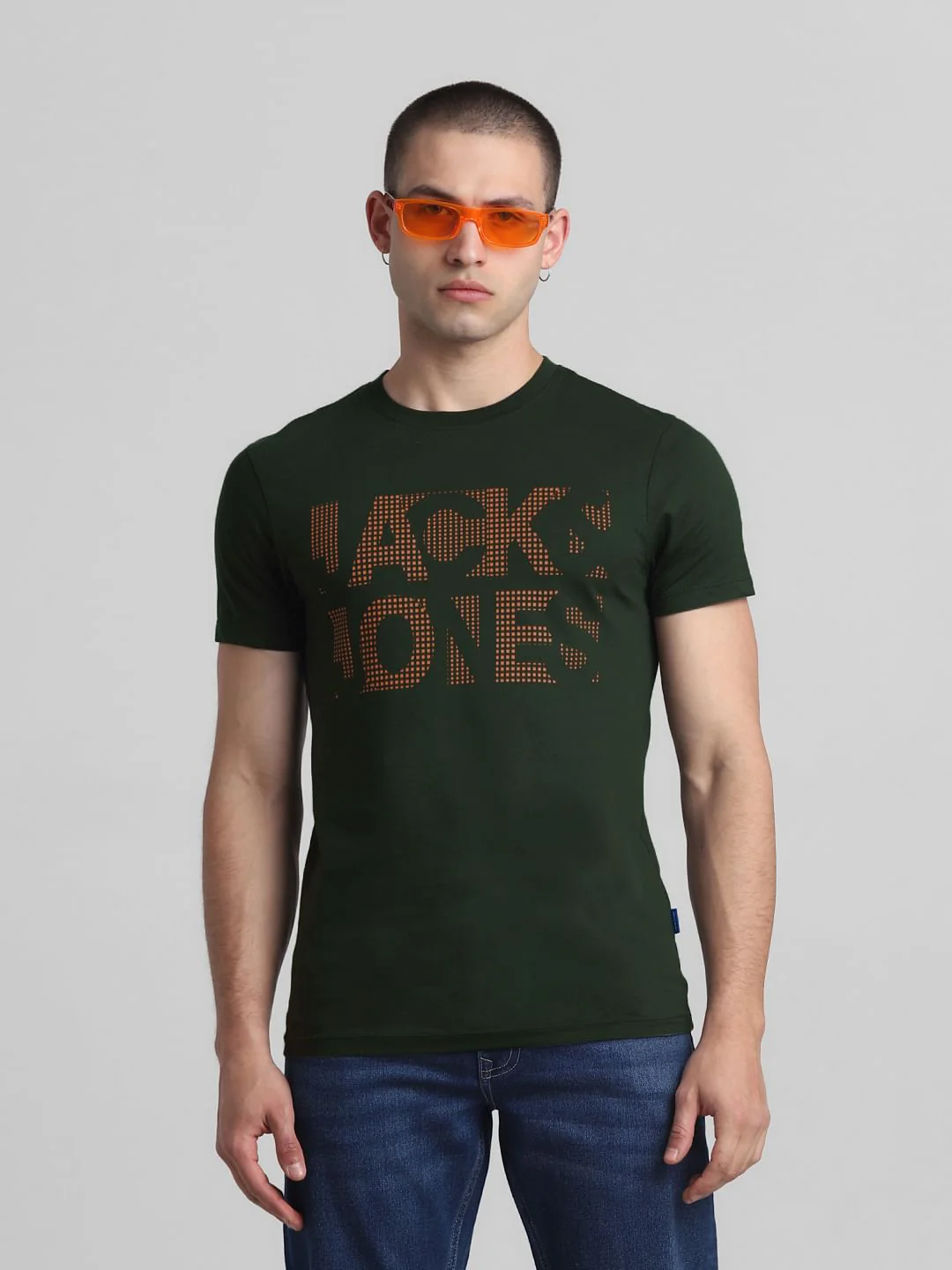 Green Logo Print Crew Neck T-shirt