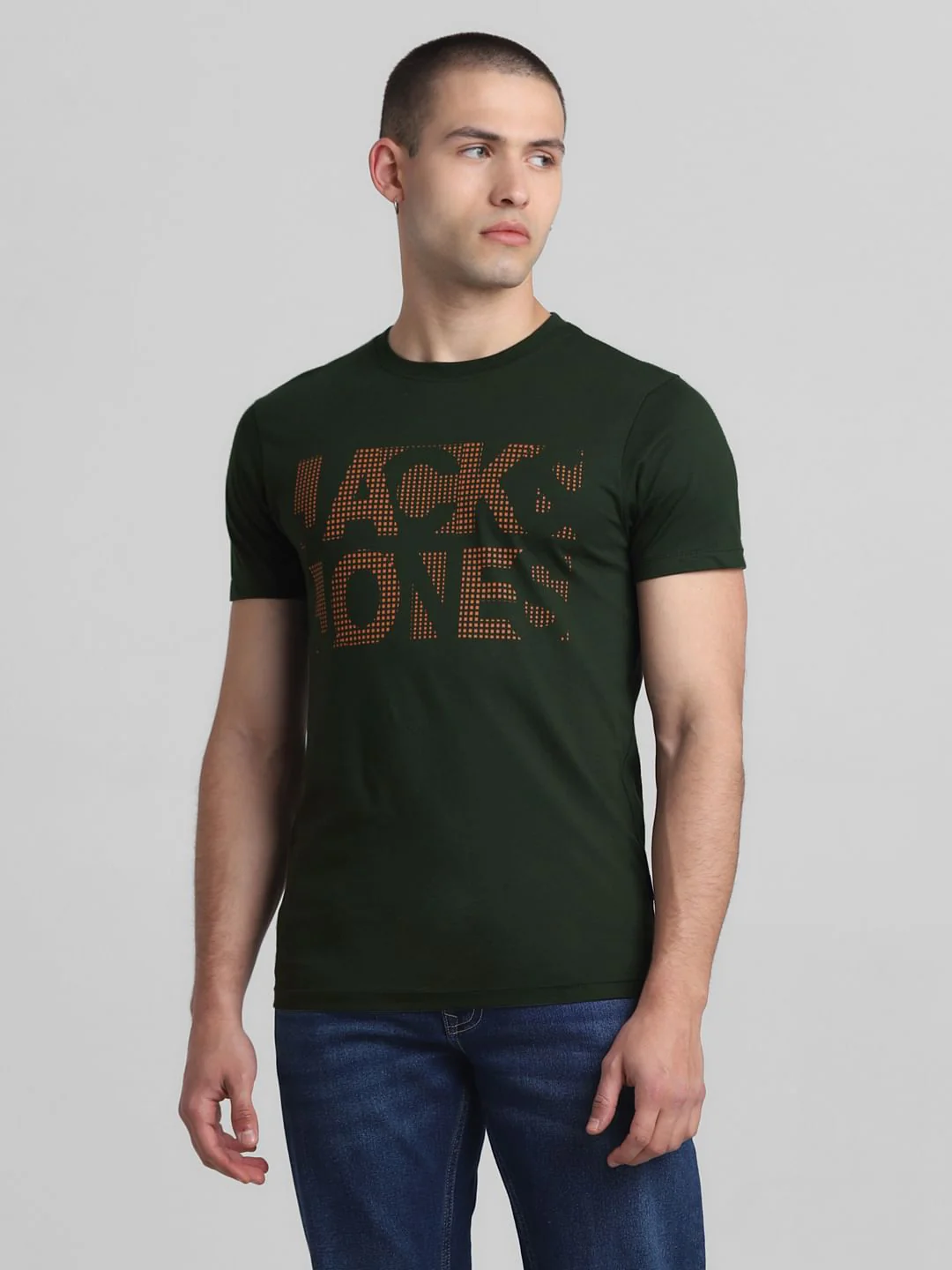 Green Logo Print Crew Neck T-shirt - Image 2