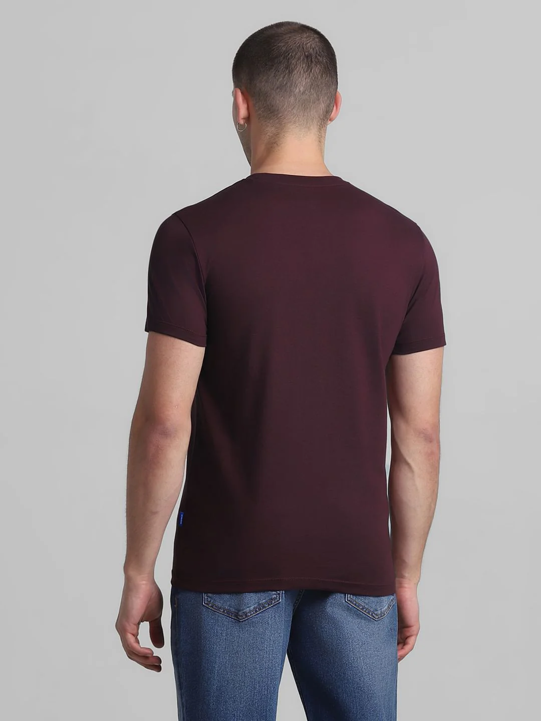 Maroon Logo Print Crew Neck T-shirt - Image 4