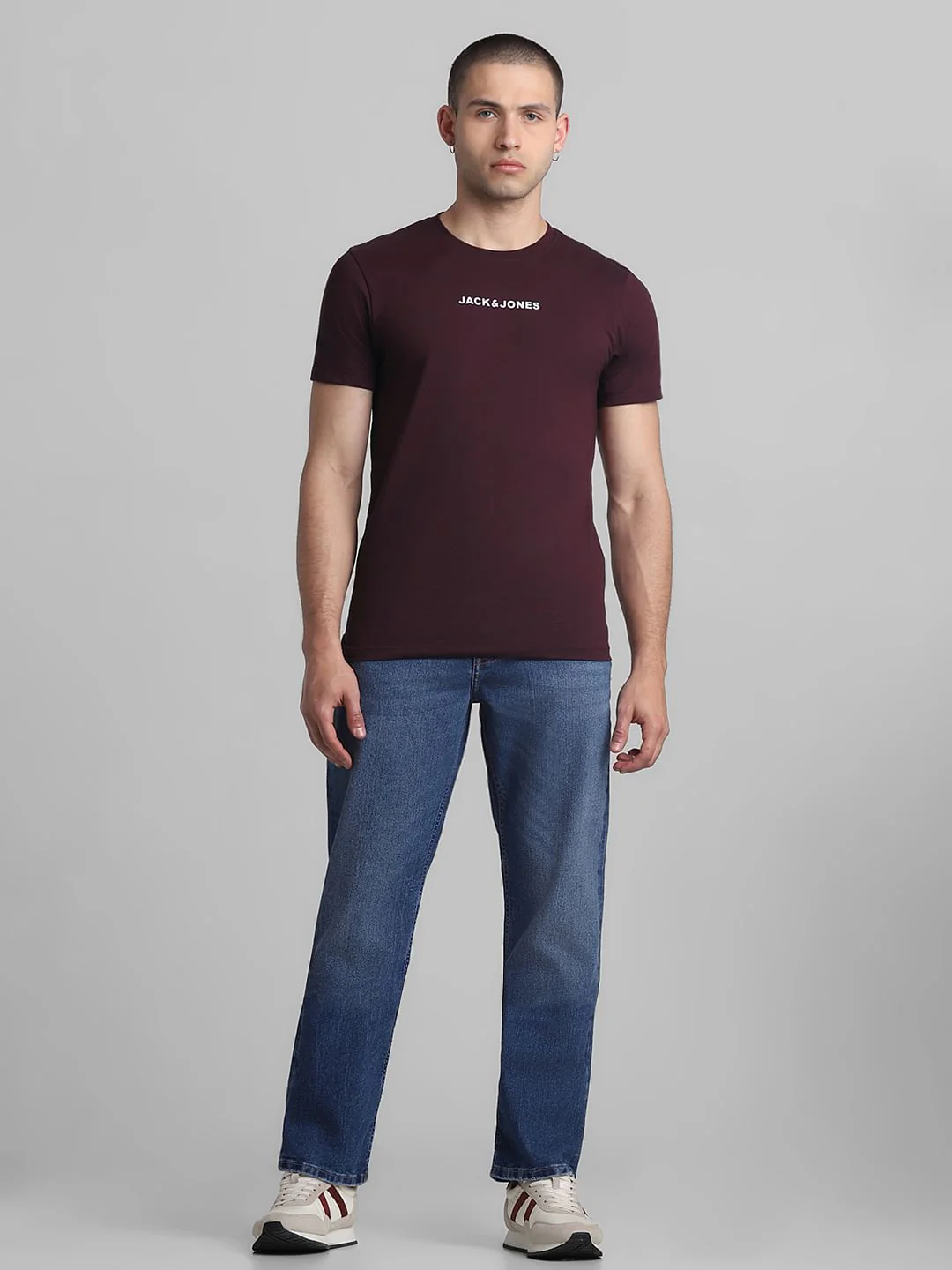 Maroon Logo Print Crew Neck T-shirt - Image 6