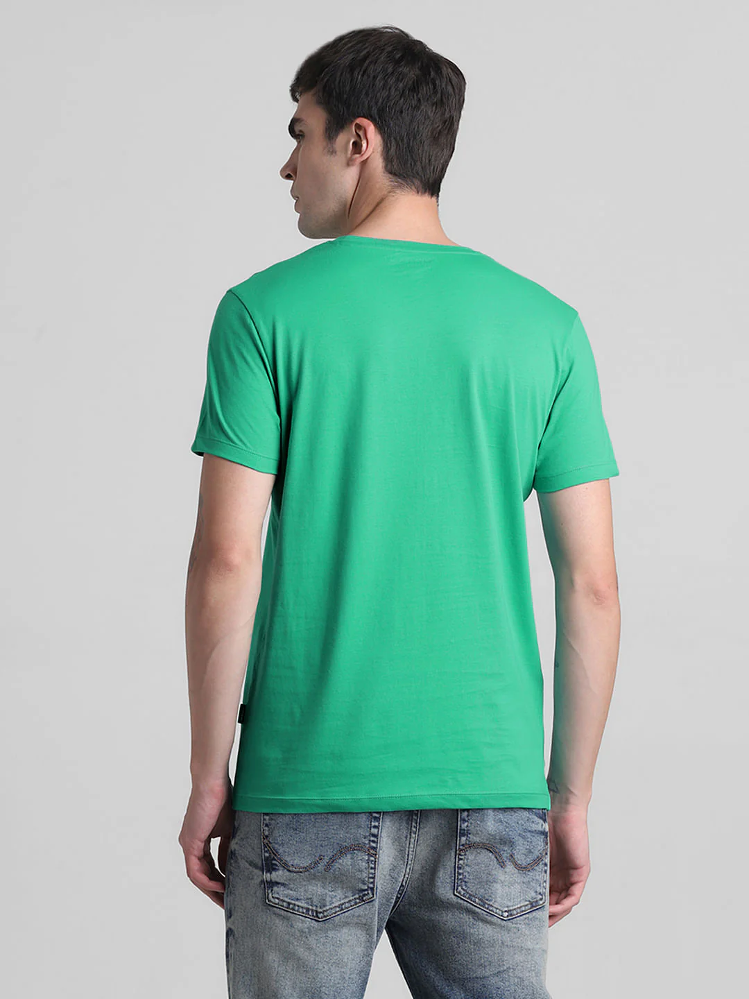 Green Logo Print Crew Neck T-shirt - Image 4