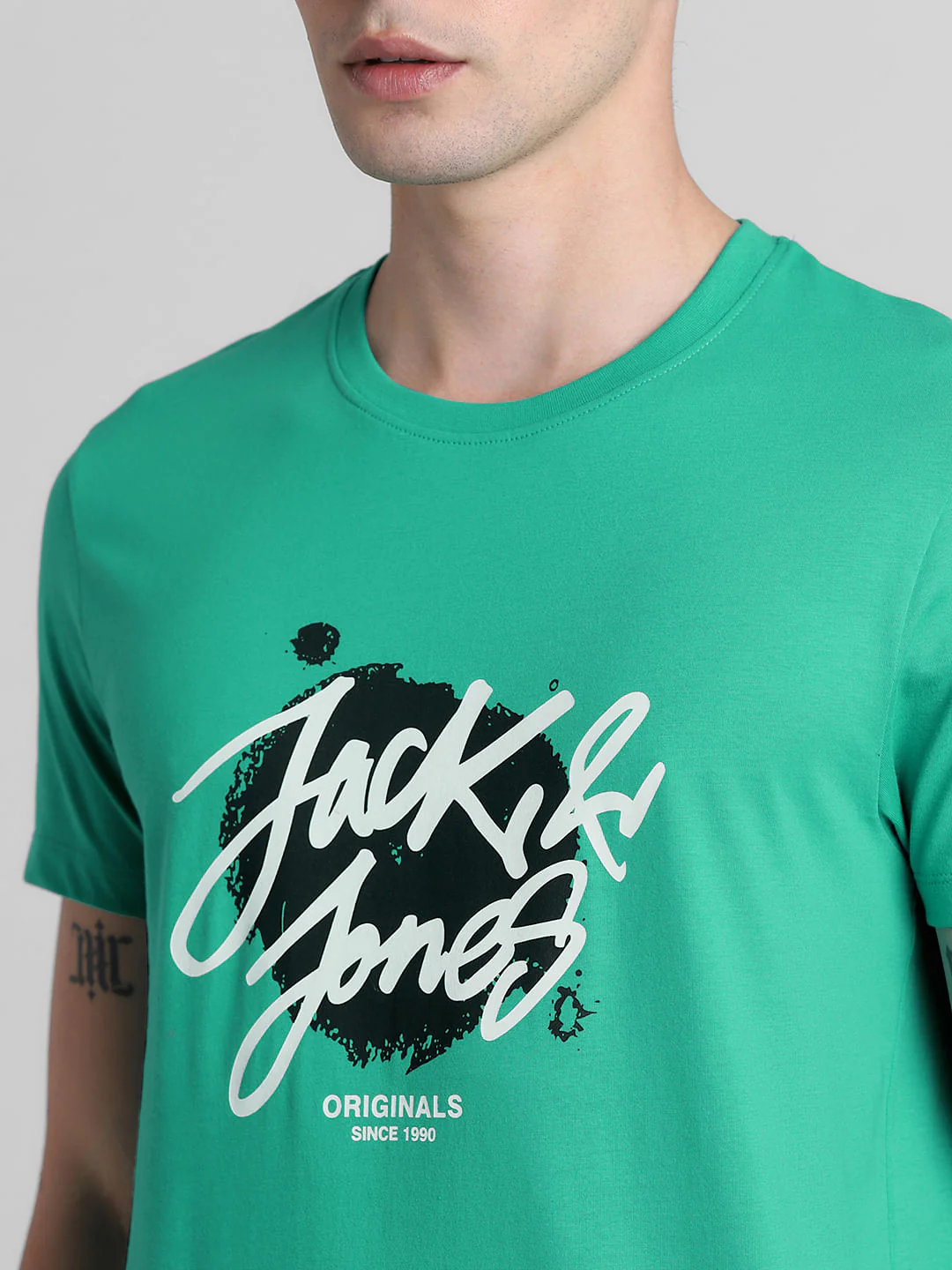 Green Logo Print Crew Neck T-shirt - Image 5