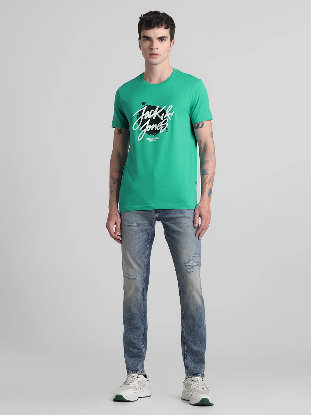 Green Logo Print Crew Neck T-shirt - Image 6