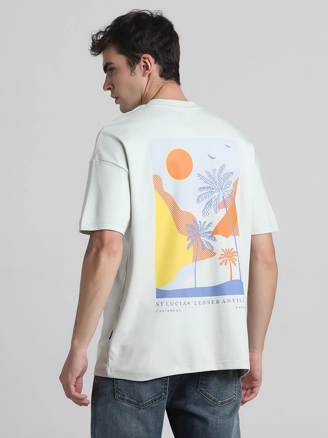 White Graphic Print Oversized T-shirt - Image 4