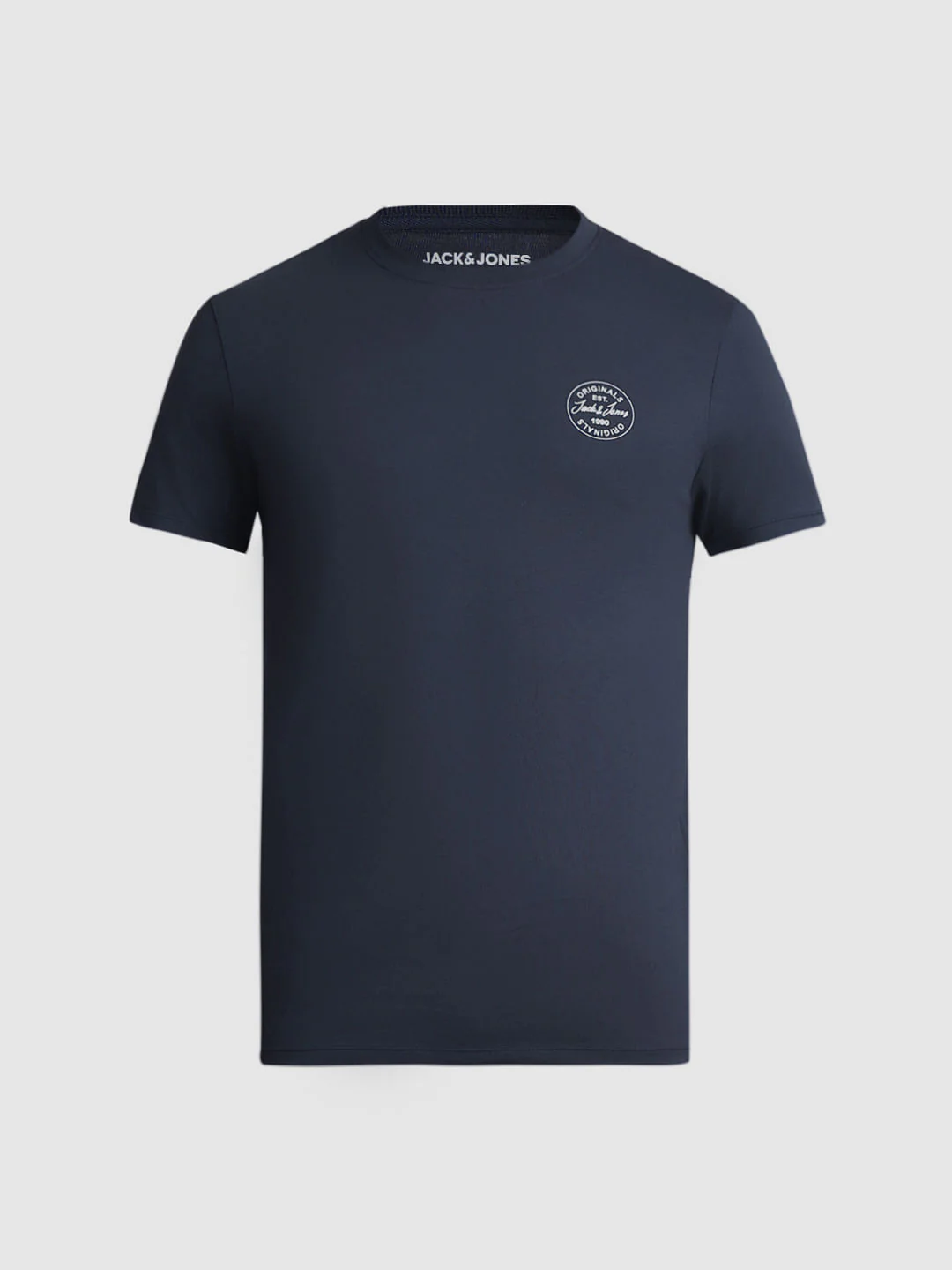 Dark Blue Cotton Crew Neck T-shirt - Image 7