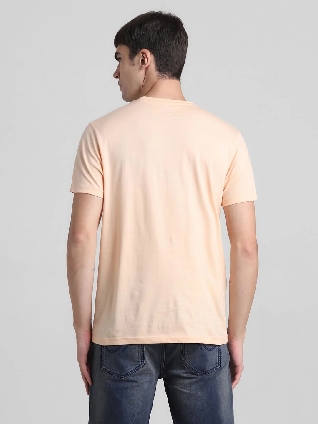 Peach Logo Print Crew Neck T-shirt - Image 4