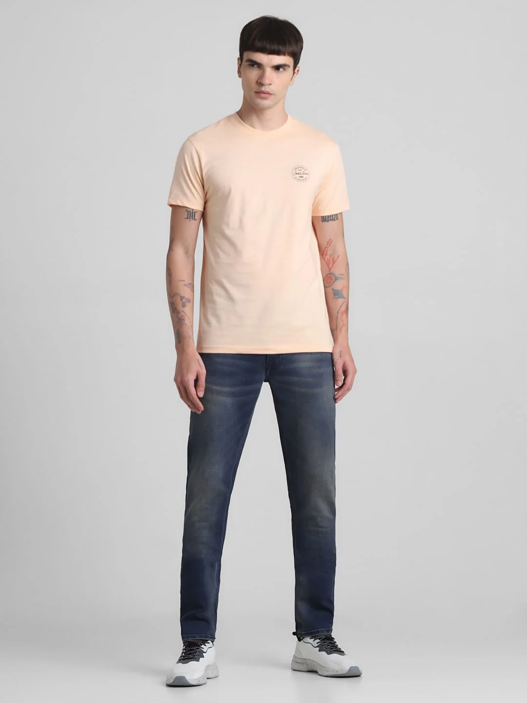 Peach Logo Print Crew Neck T-shirt - Image 6