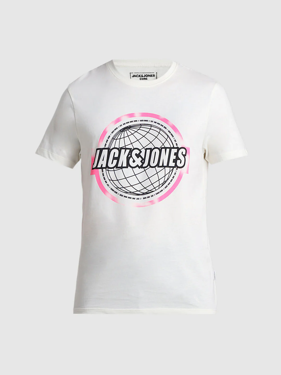 White Globe Logo Print Crew Neck T-shirt - Image 7