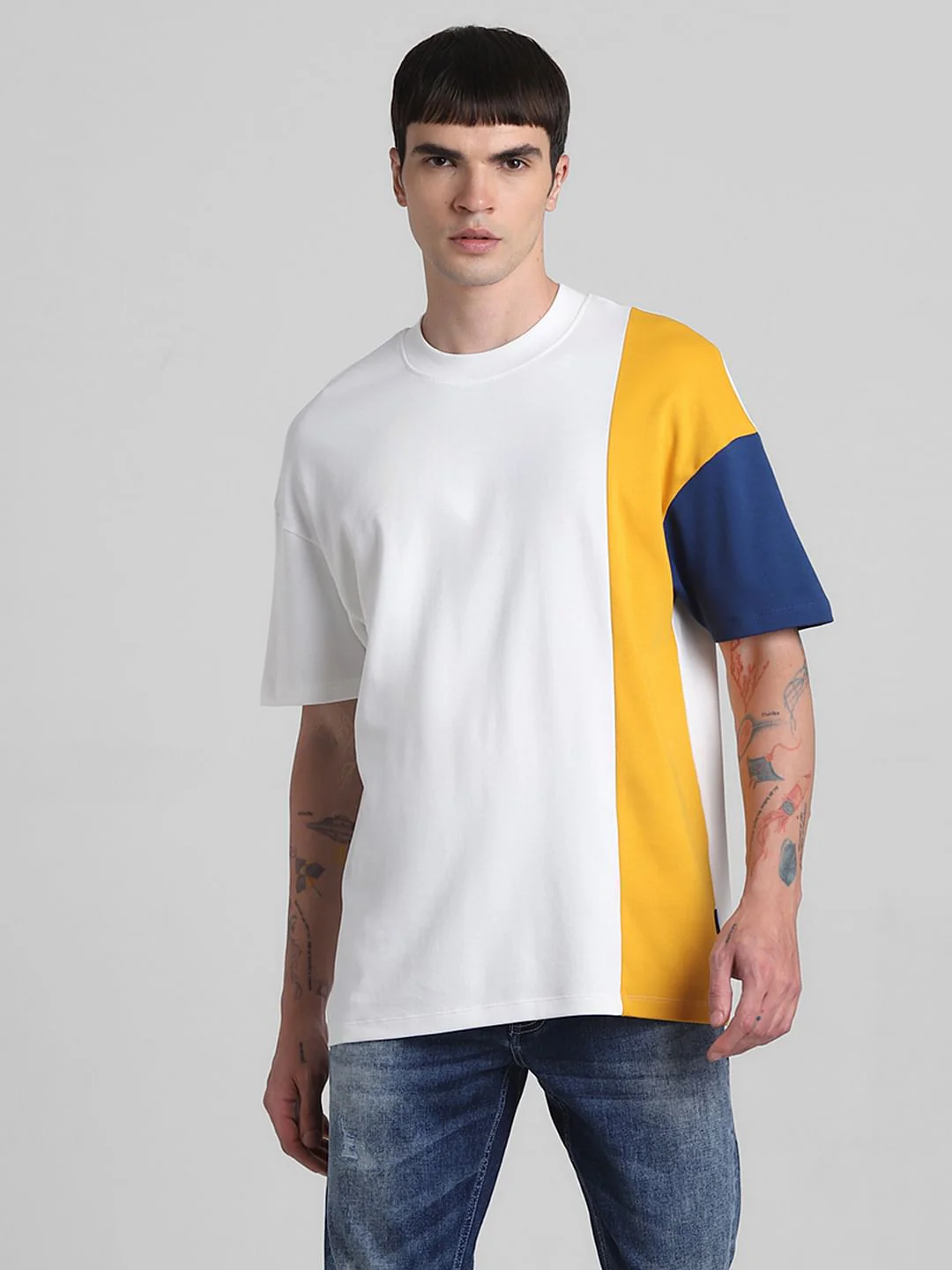White Colourblocked Oversized T-shirt - Image 2