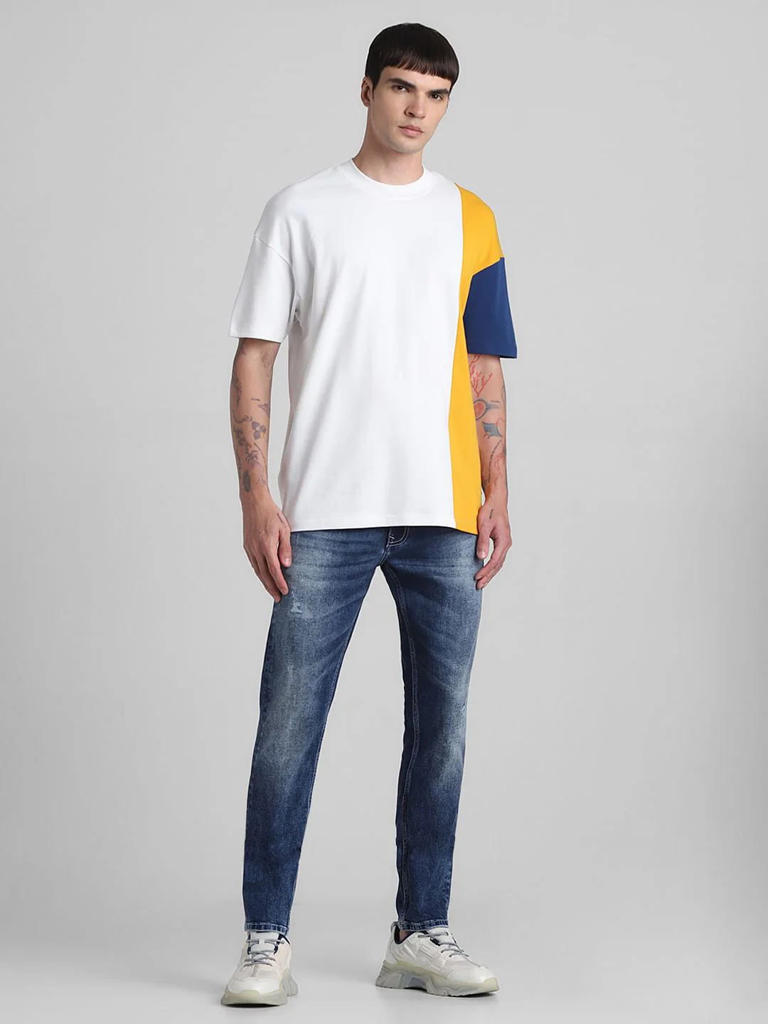 White Colourblocked Oversized T-shirt - Image 6