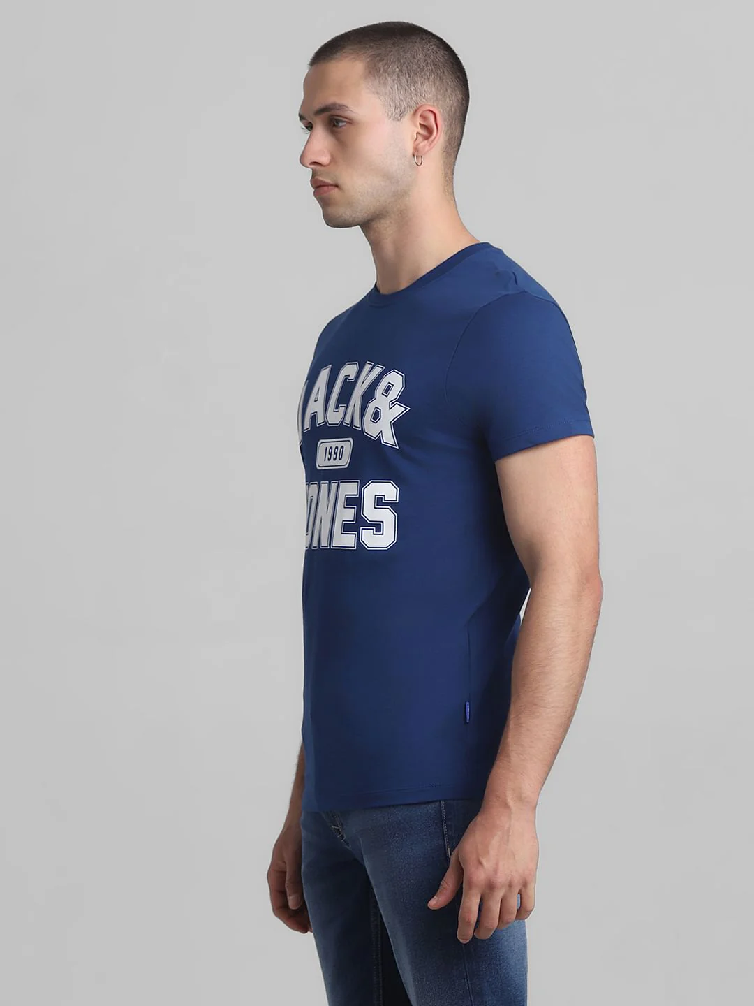 Dark Blue Varsity Crew Neck T-shirt - Image 3