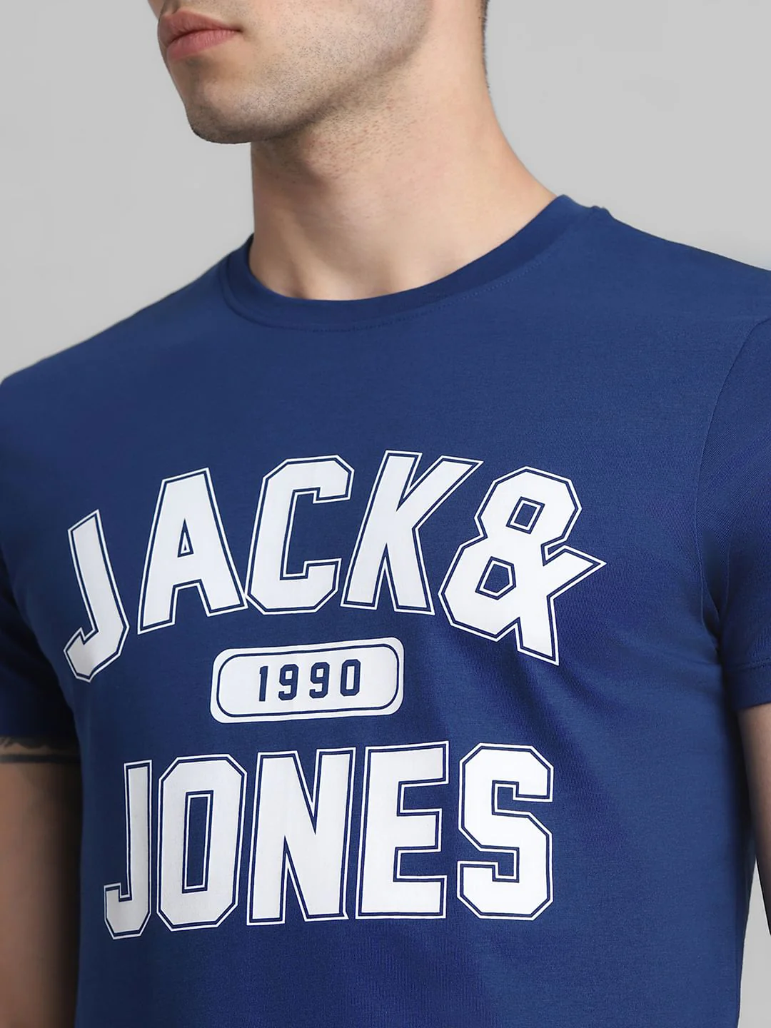 Dark Blue Varsity Crew Neck T-shirt - Image 5