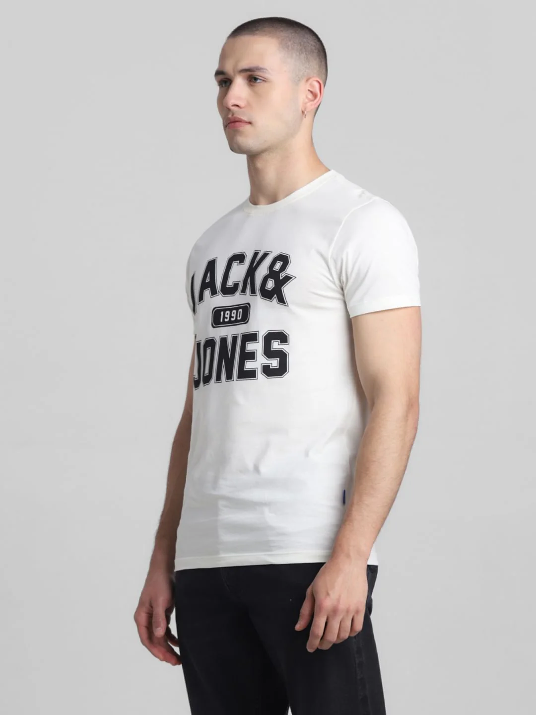 White Logo Print Crew Neck T-shirt - Image 3