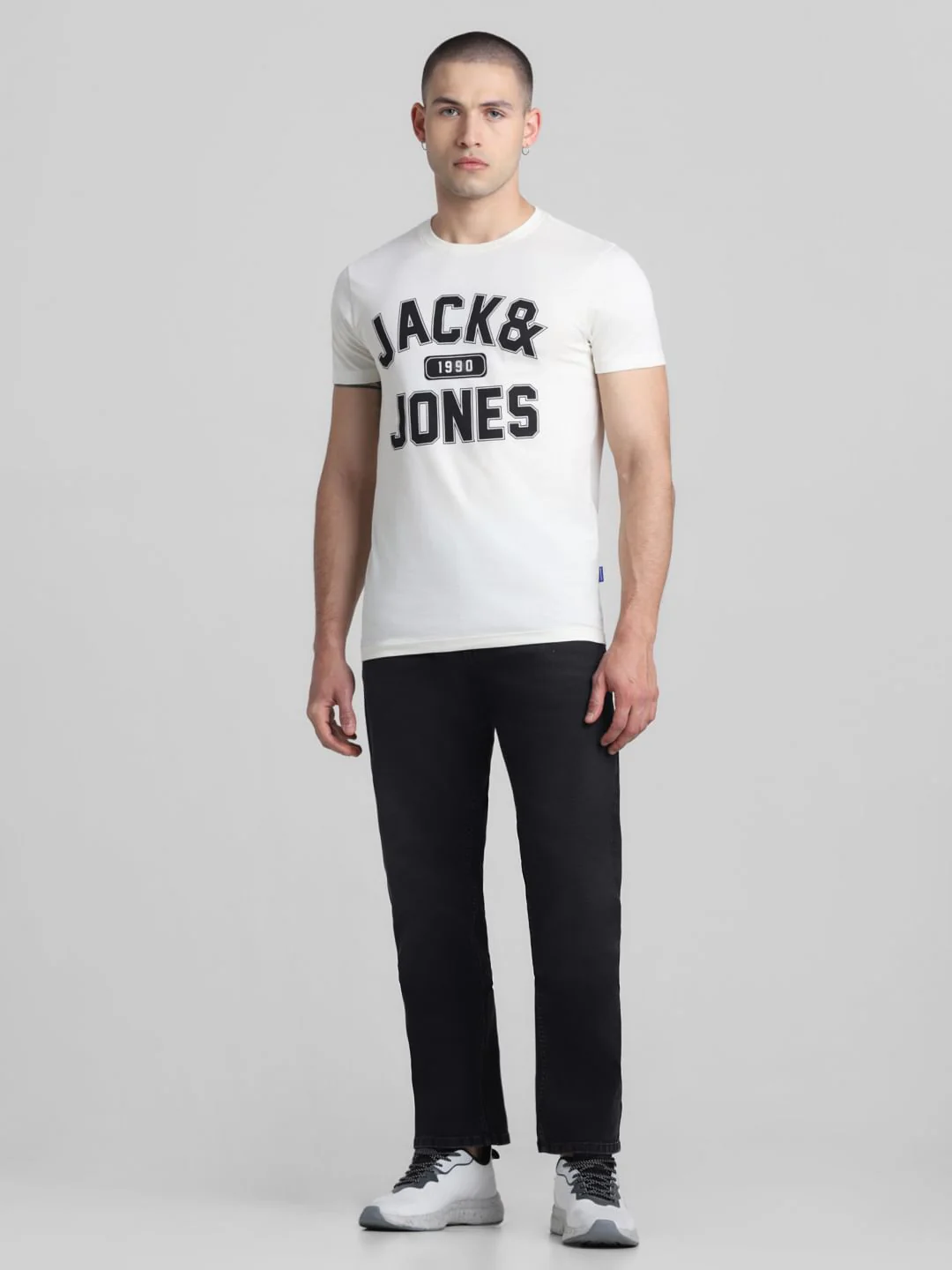 White Logo Print Crew Neck T-shirt - Image 6