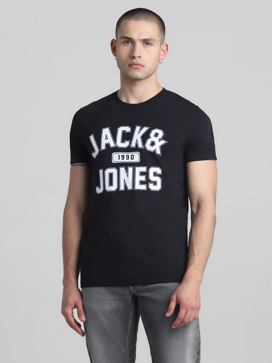 Black Logo Print Crew Neck T-shirt - Image 2