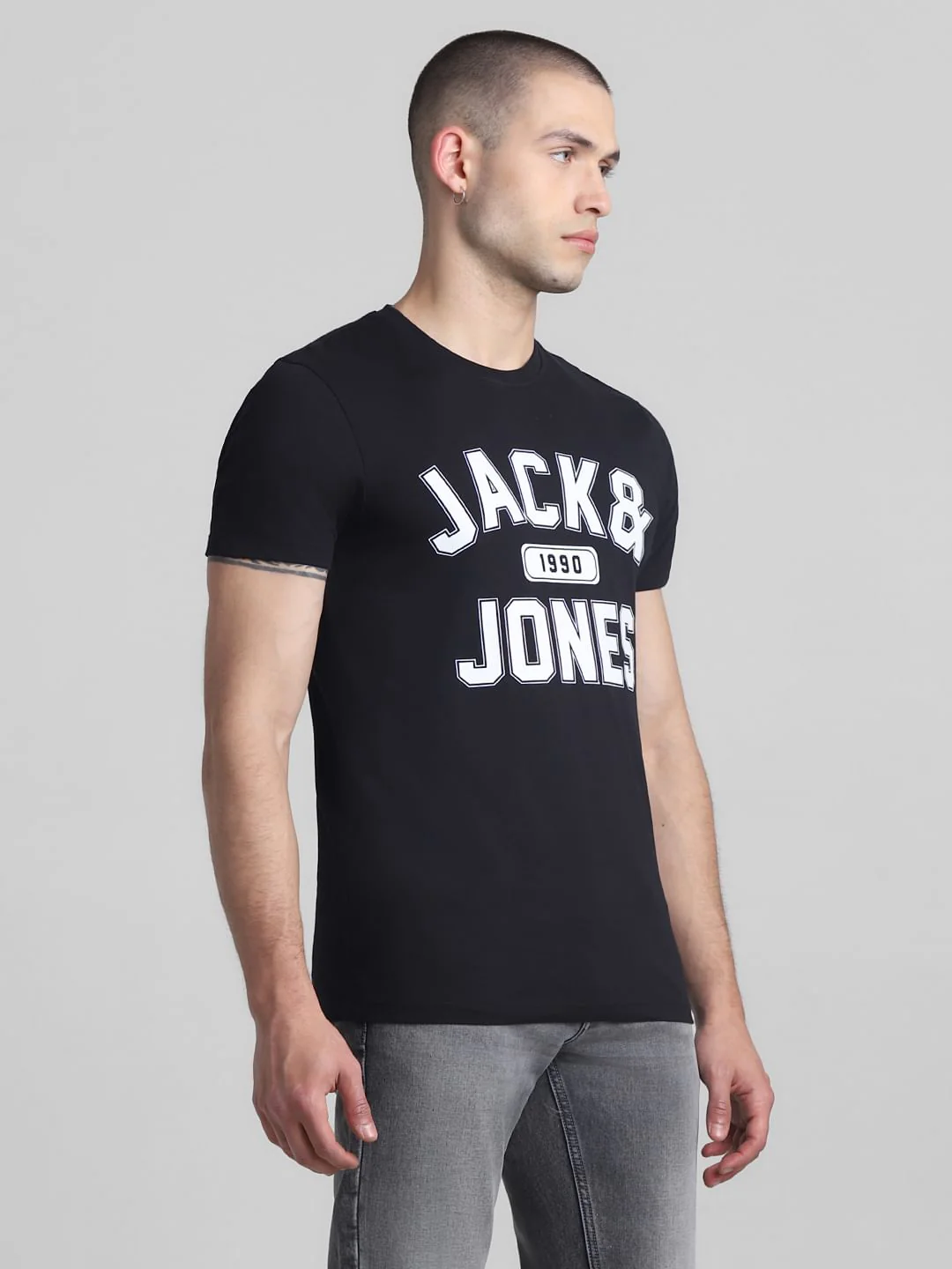 Black Logo Print Crew Neck T-shirt - Image 3