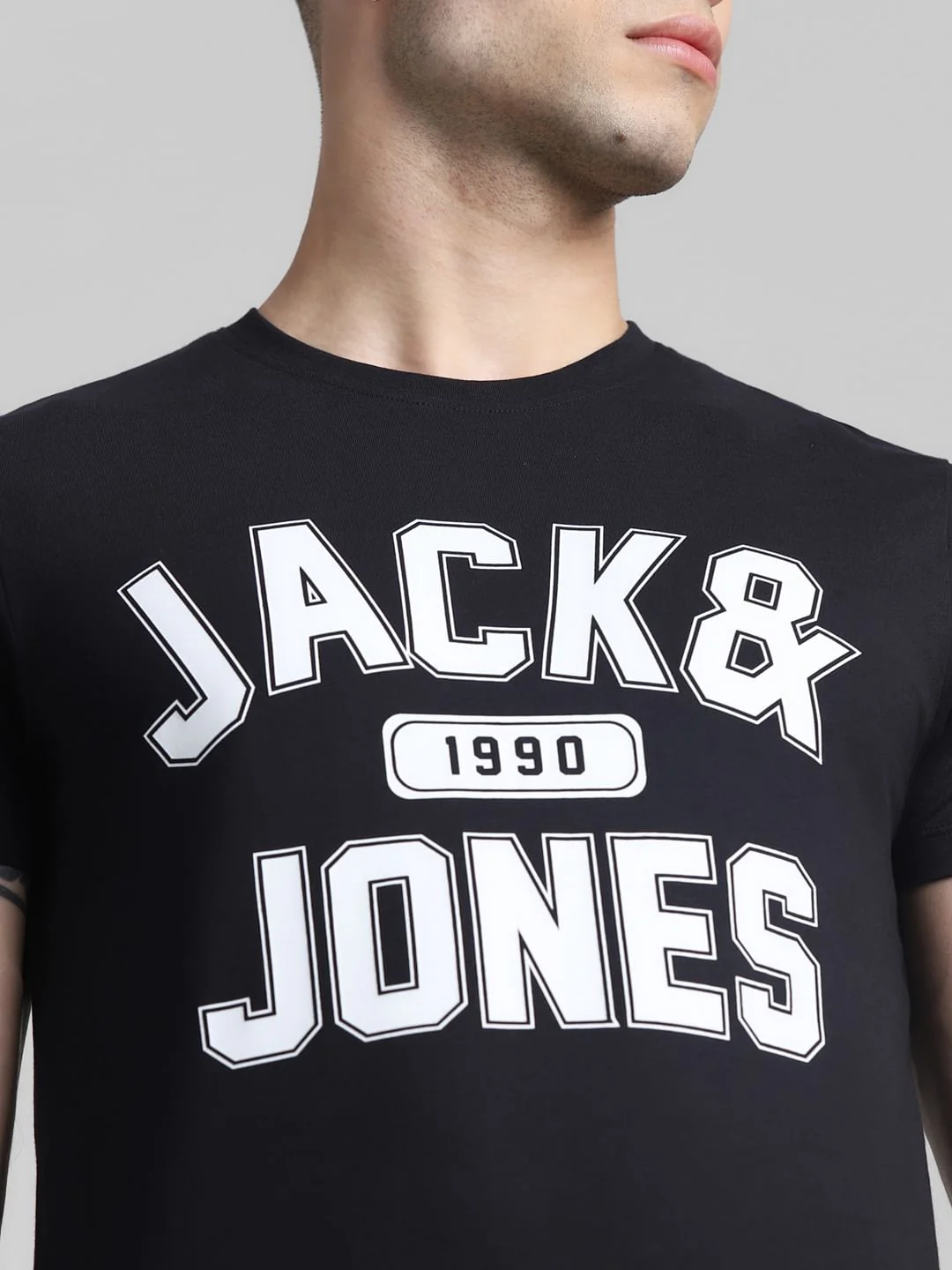 Black Logo Print Crew Neck T-shirt - Image 5