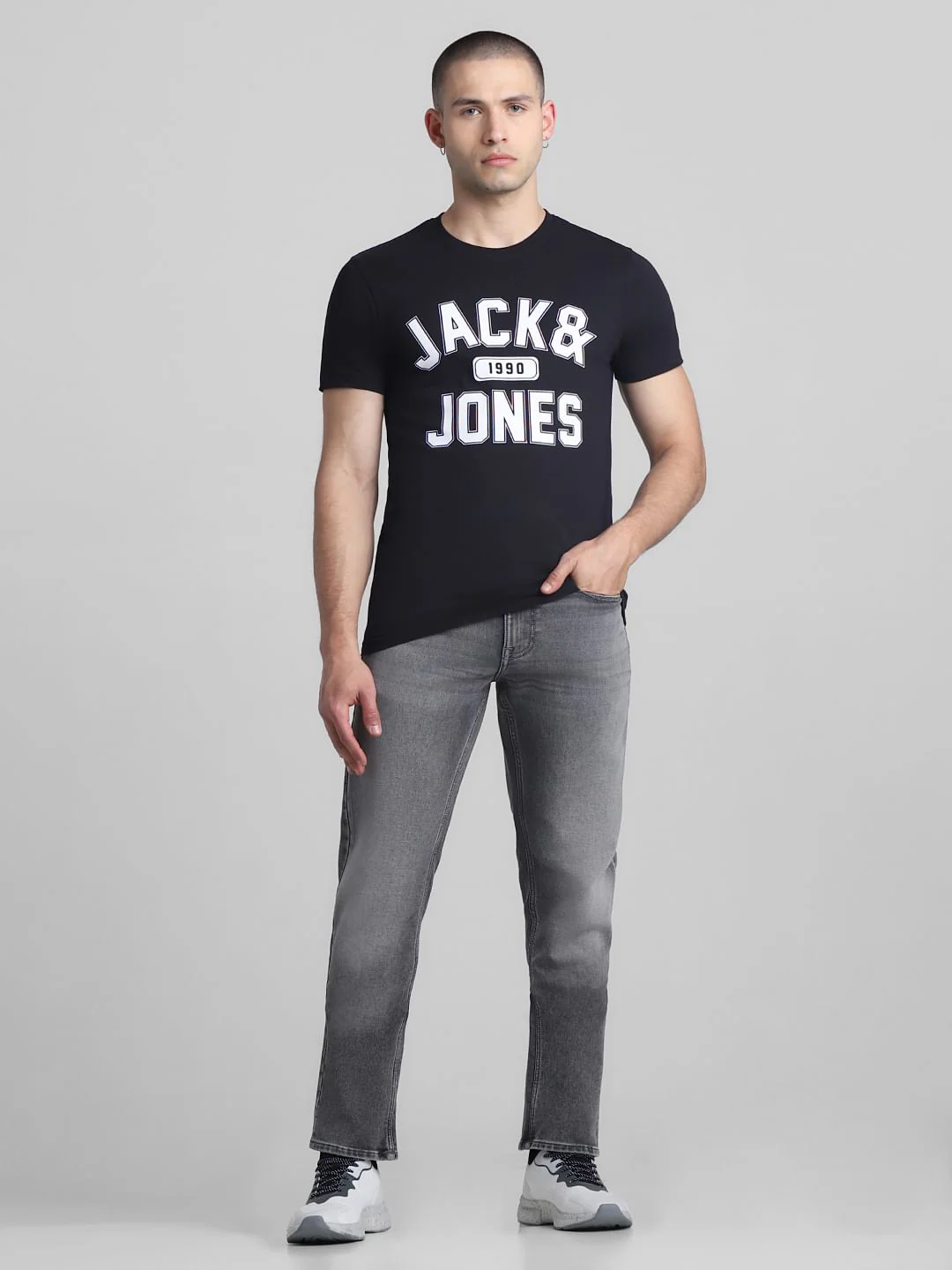 Black Logo Print Crew Neck T-shirt - Image 6