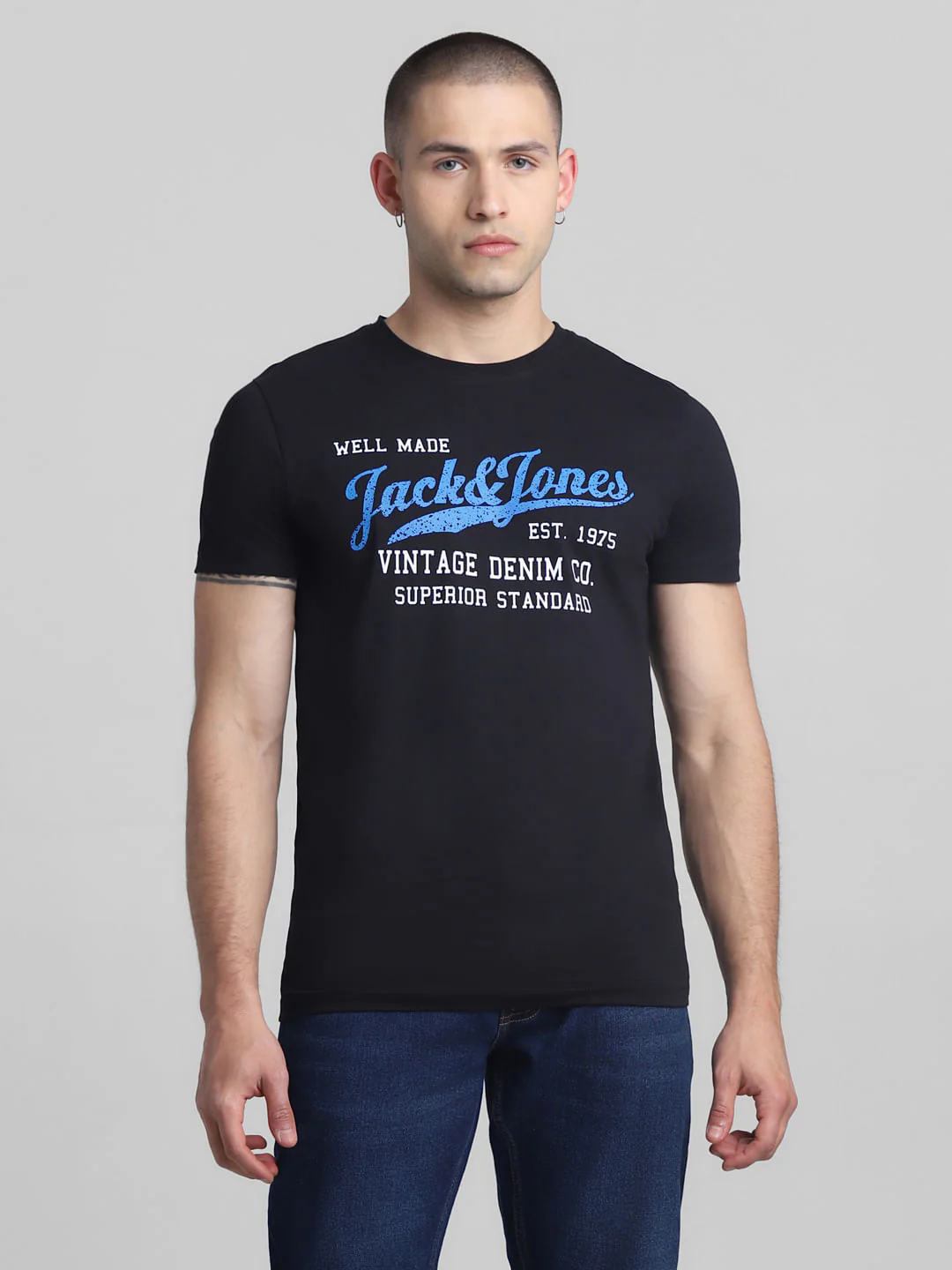 Black Logo Print Crew Neck T-shirt - Image 2