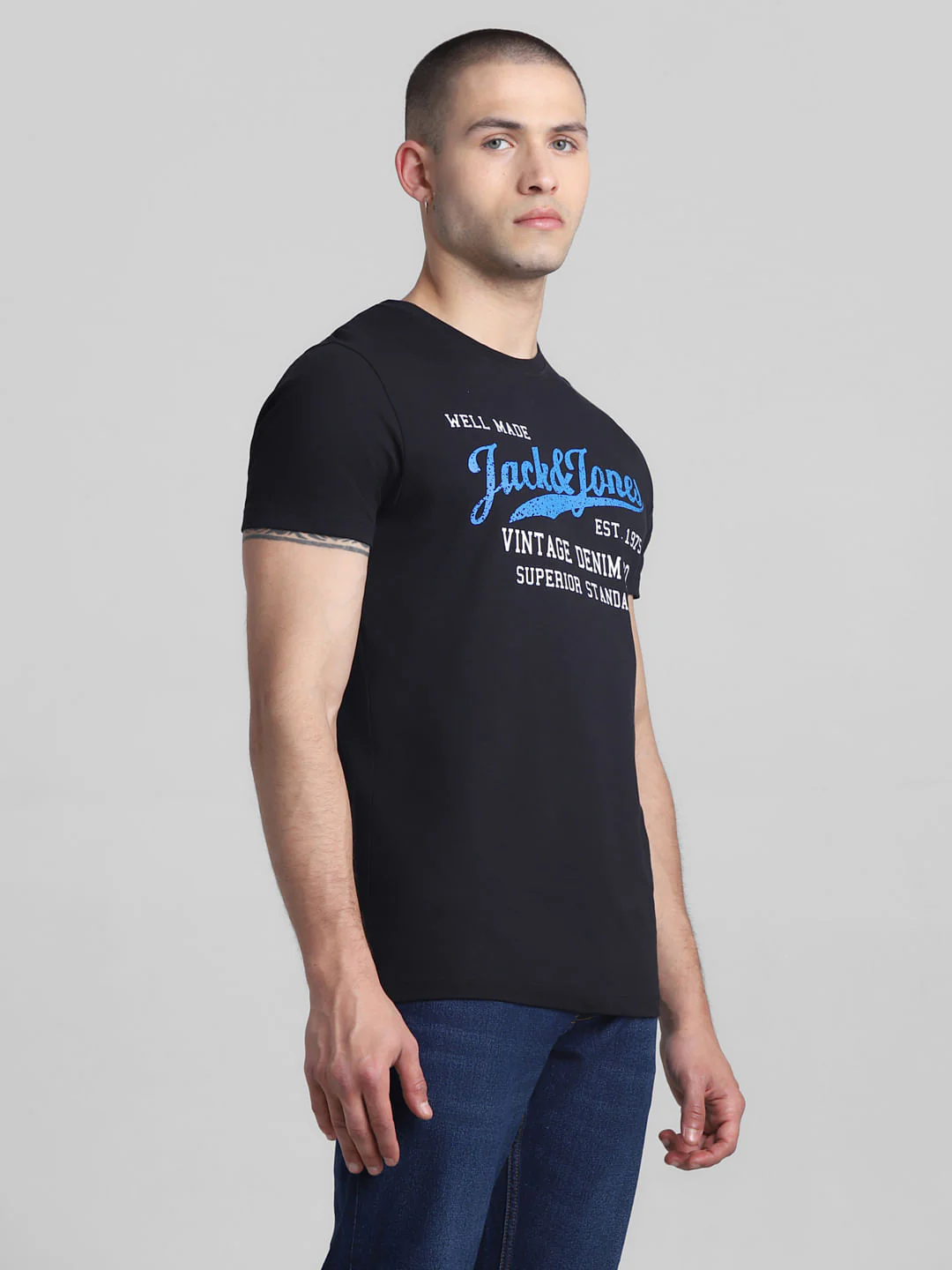 Black Logo Print Crew Neck T-shirt - Image 3
