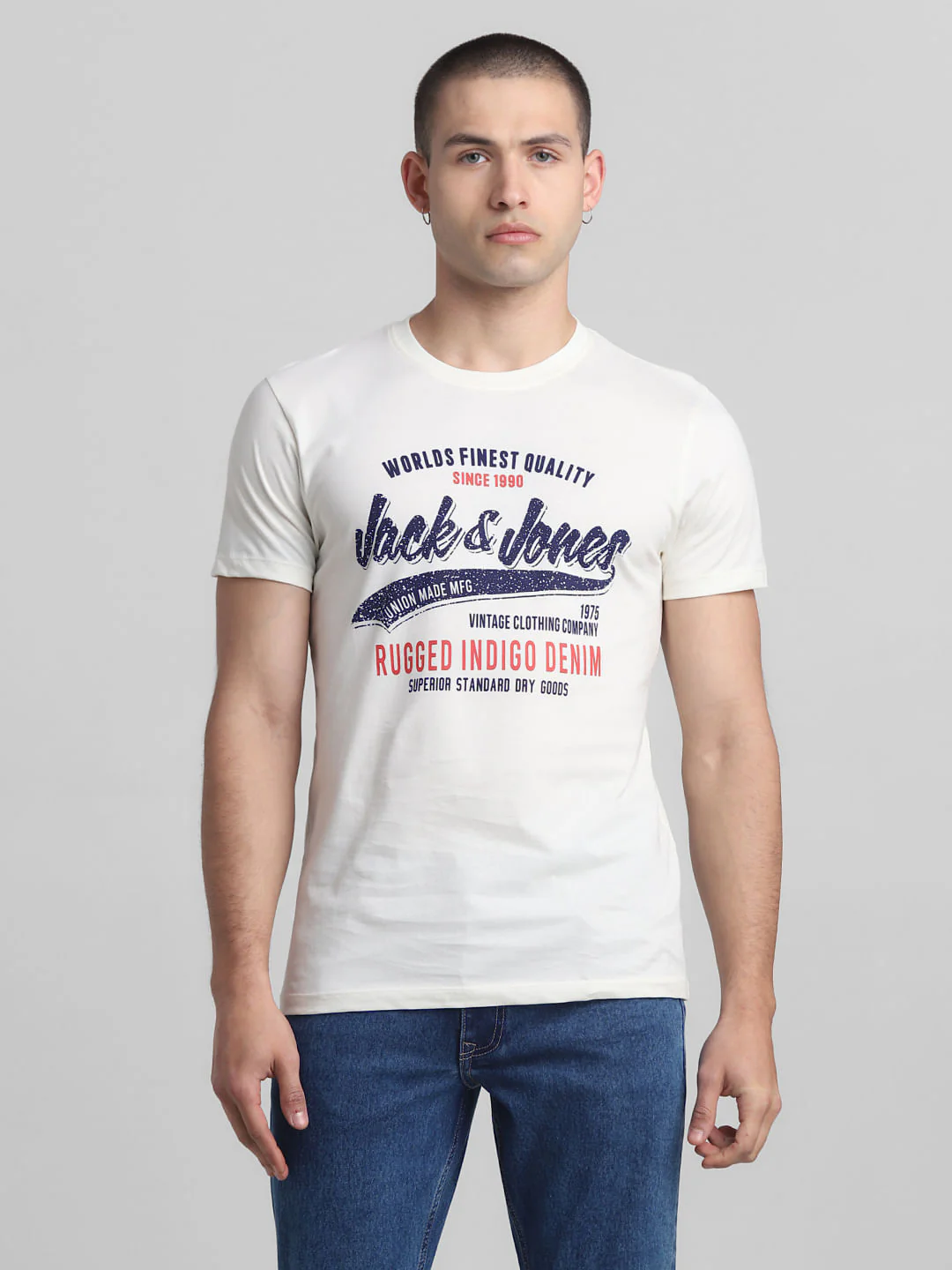 White Logo Print Crew Neck T-shirt - Image 2