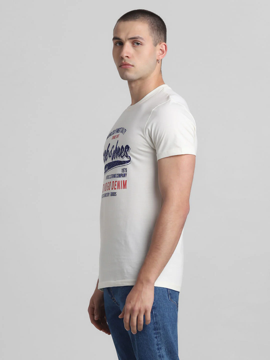 White Logo Print Crew Neck T-shirt - Image 3