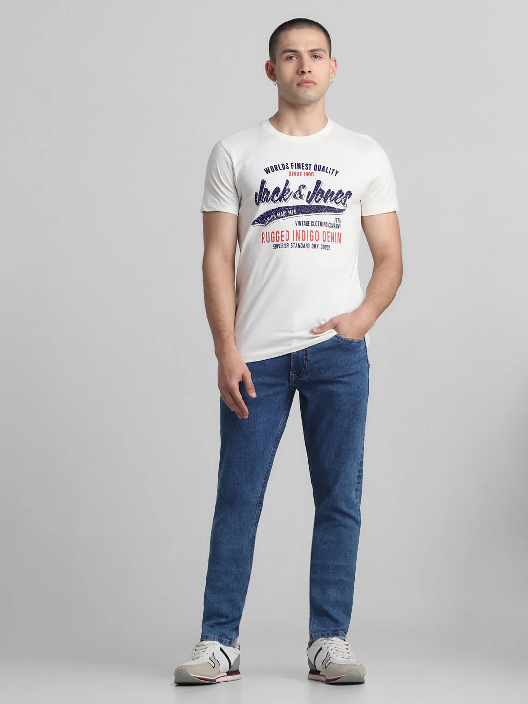 White Logo Print Crew Neck T-shirt - Image 6