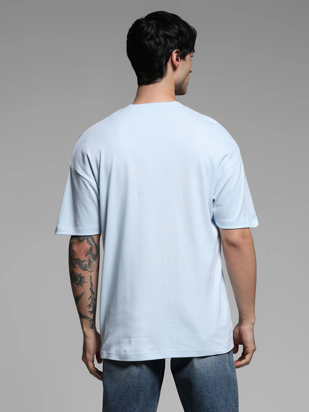 Light Blue Cotton Oversized T-shirt - Image 4