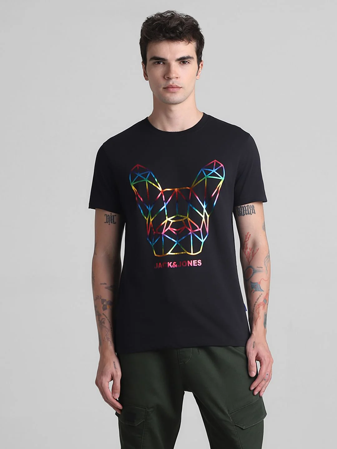 Black Graphic Print T-shirt - Image 2
