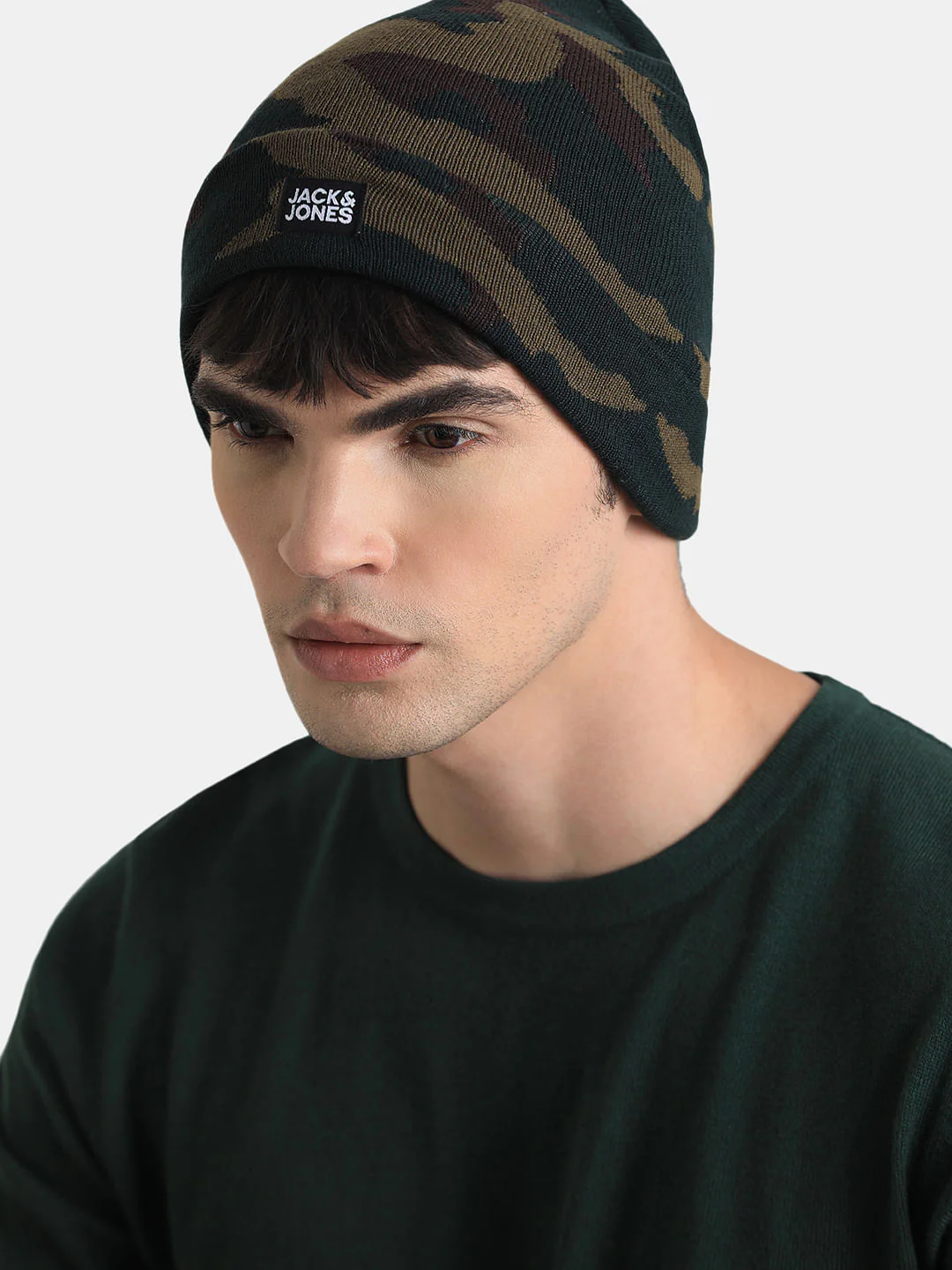 Brown Camo Print Beanie - Image 4