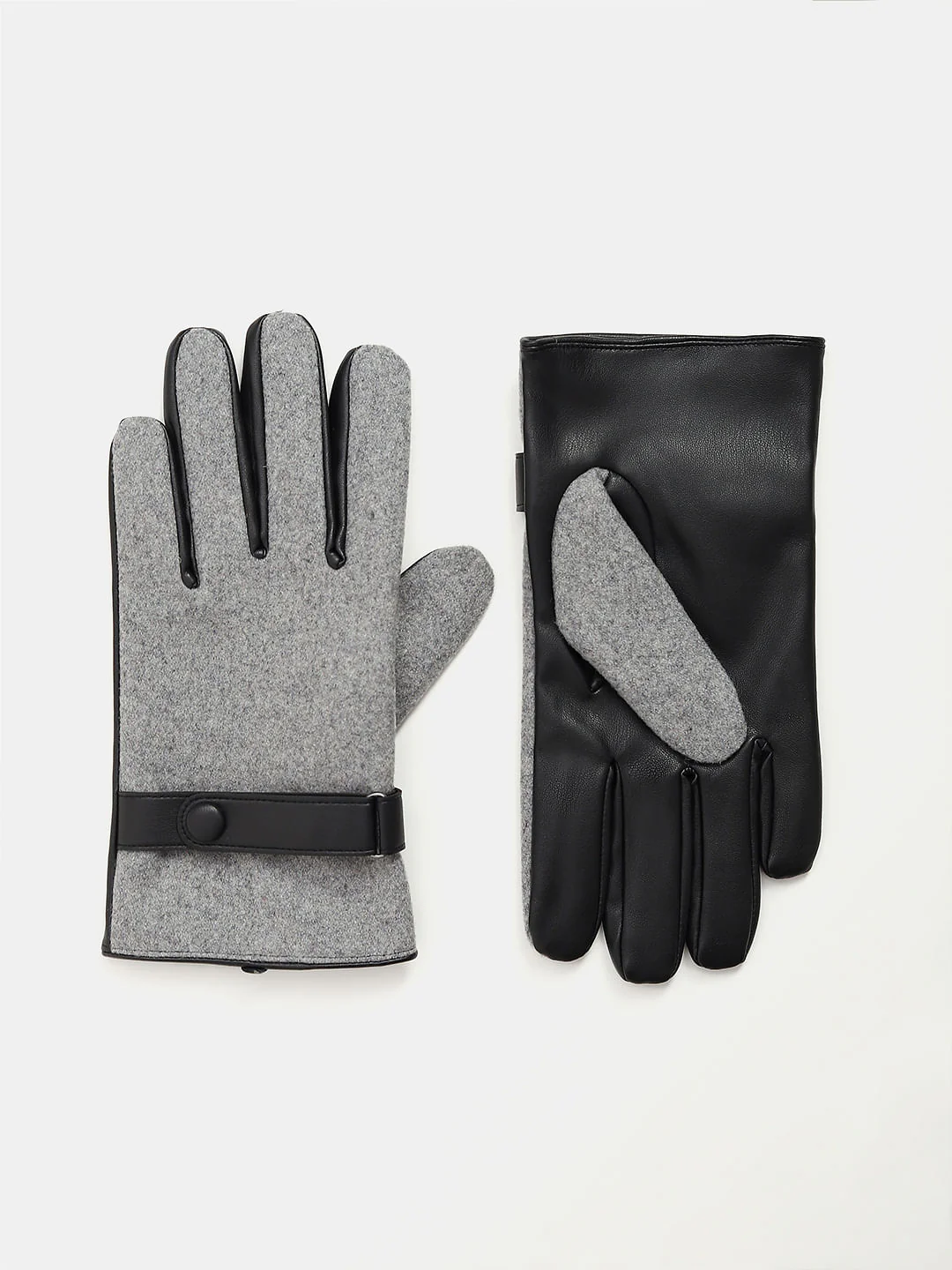 Grey Plain Coloured Gloves - Image 2