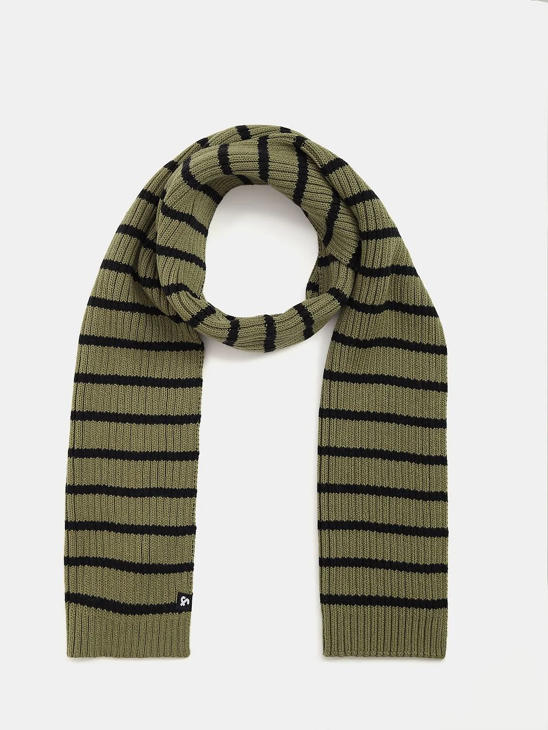Green Striped Cotton Scarf - Image 2
