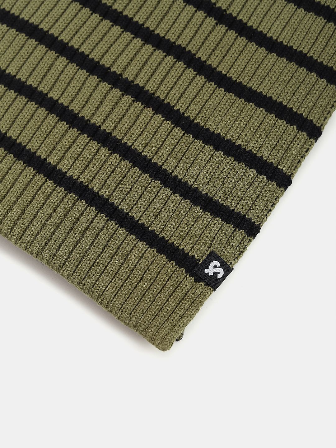 Green Striped Cotton Scarf - Image 3