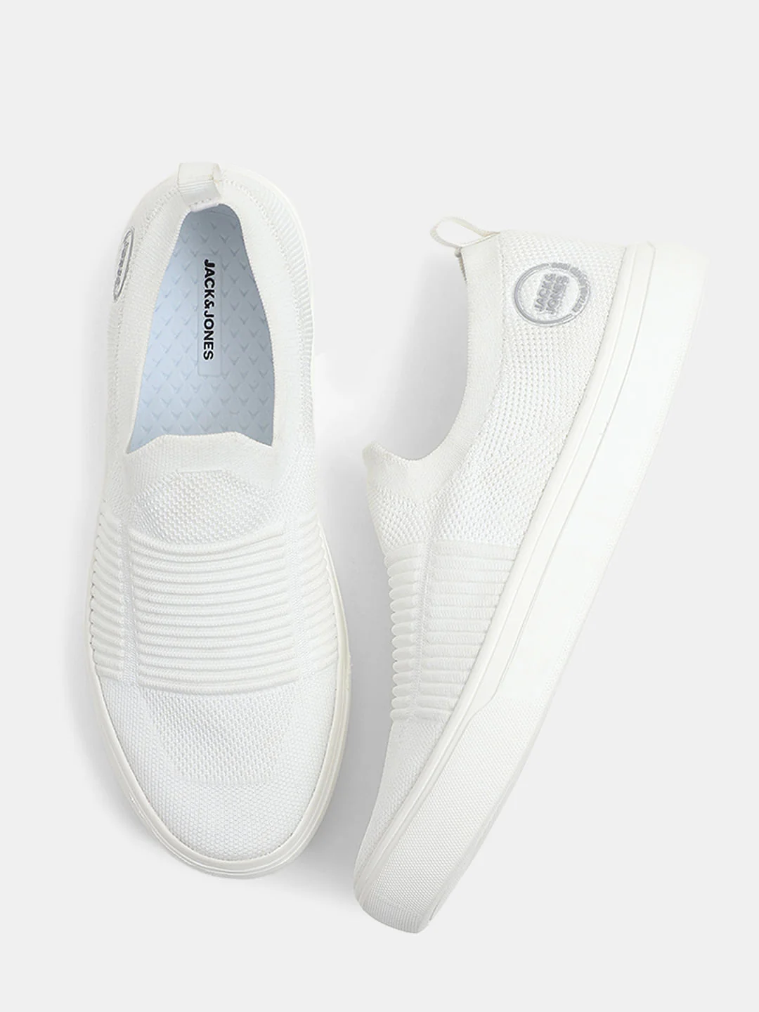 White Melange Slip-On Sneakers - Image 3